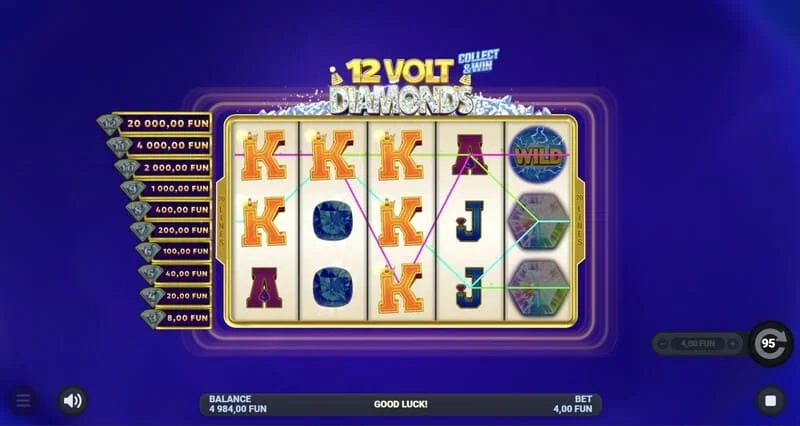 12 Volt Diamonds - 5x4グリッドのメインゲーム画面
