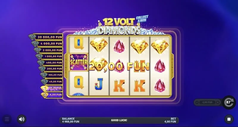 12 Volt Diamonds - スイートシンボルのカスケード勝利ペイアウト